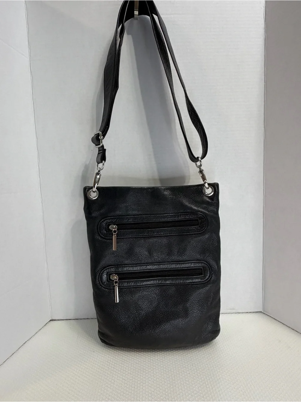Y2K margot Black Genuine Leather Label Accent